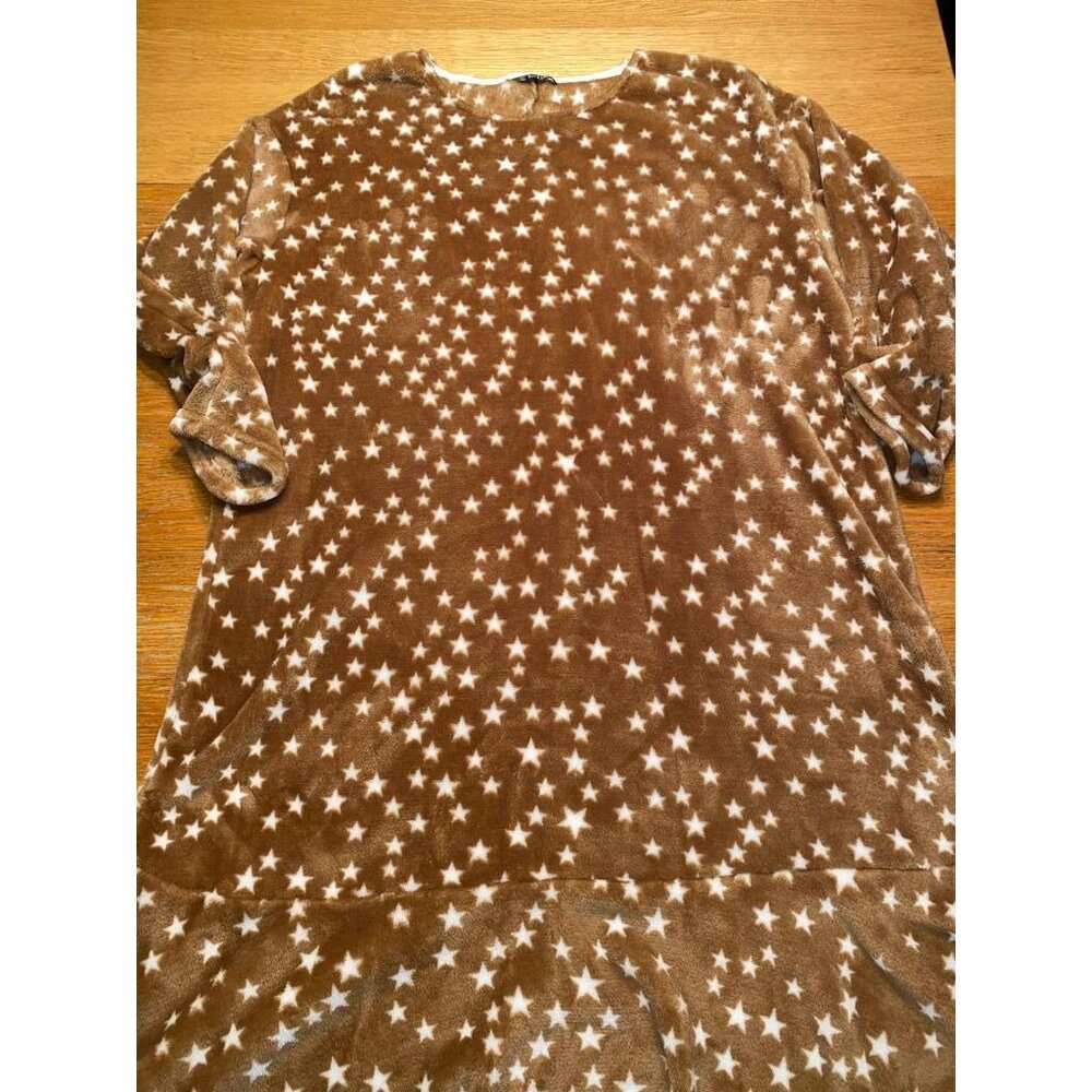 Cozy Brown Star Print Fleece Nightgown